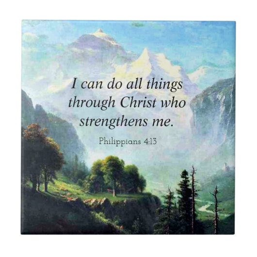 Bibel gießt, Phil 4:13, I can do all things. Fliese (Vorderseite)