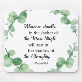 Bibel gießt Psalm 91 Eucalyptus Wreath Christian Mousepad