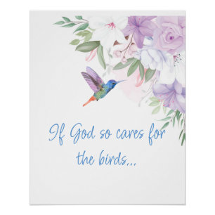 Bibel-Inspirierter Spruch Blumen Kolibri Vogel Poster