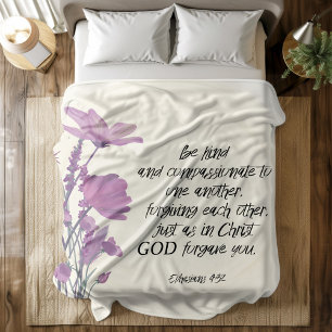 Bibel Lila Blumenvlies Fleecedecke