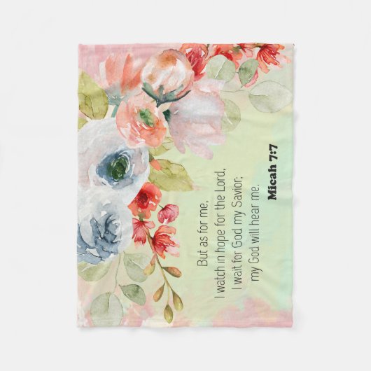 Bibel mit Blütenflocken Fleecedecke (Vorderseite)