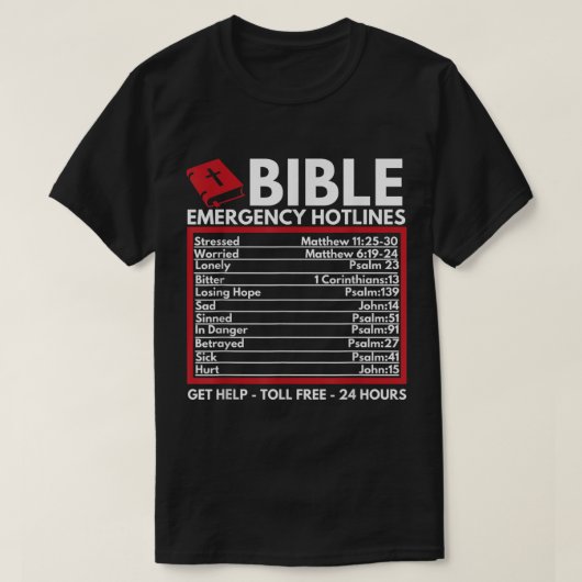 Bibel-Notrufhotlines Glauben Design T-Shirt (Design vorne)