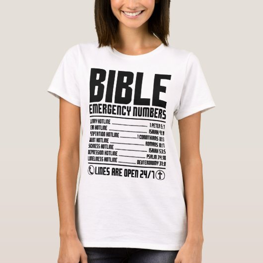 Bibel-Notrufnummern Heilige Hotline T-Shirt (Vorderseite)