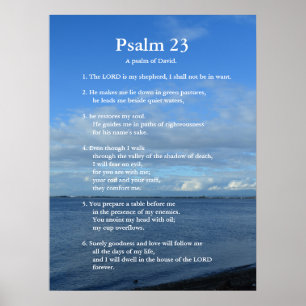 Bibel Psalm 23 Bibelverse. Strand, Meer, Himmel Poster
