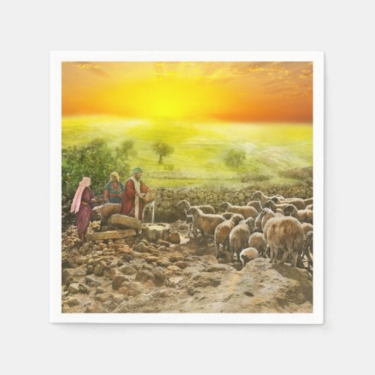 Bibel - Psalm 23 - Mein Becher läuft über 1920 Serviette (Vorderseite)
