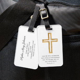Bibel Psalm 91:11 Gesegnete Reise Religiöses Kreuz Gepäckanhänger