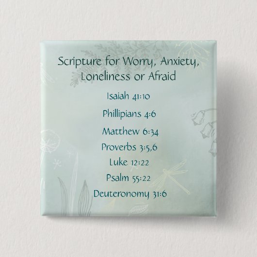 Bibel-Schrift für Sorge Angst, Einsamkeit Furcht Button (Vorderseite)