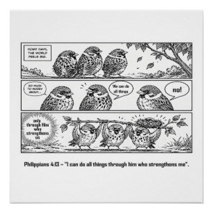 Bibel-Schrift Philippinische Cartoon-Spatz-Kunst Poster