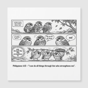 Bibel-Schrift Philippus-Cartoon-Spatz-Kunst Magnetkarte