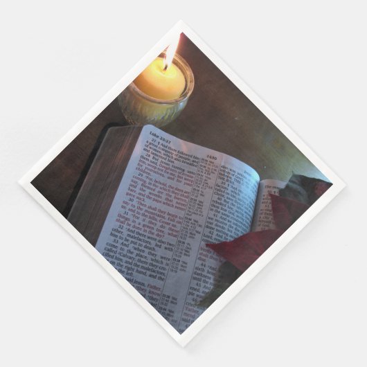 Bibel und Kerzenlicht Weißes Büffet Neapel Serviette (Ecke)