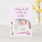 Bibel und Rose beten, während wir uns verabschiede Karte (Gelbe Blume)