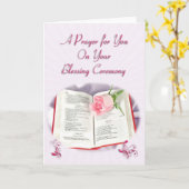 Bibel und Rose für die Segen-Zeremonie Karte (Gelbe Blume)