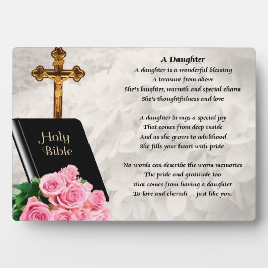 Bibel und Rose - Plakette für das Töchtergedicht Fotoplatte (Vorderseite)