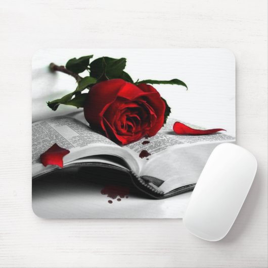 Bibel und Rote Rose Mousepad (Mit Mouse)