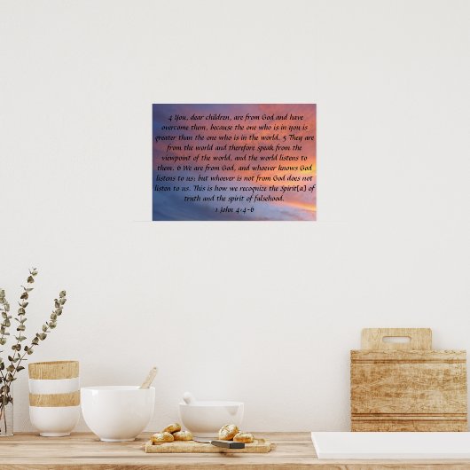Bibel Vers 1 John 4:4-6 Poster (Küche)