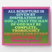 Bibel Vers 2 Timothy 3:16-17. Fotoplatte (Vorderseite)