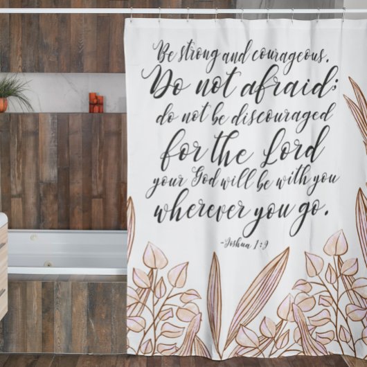 Bibel Vers Beige Blumenduschvorhang Duschvorhang