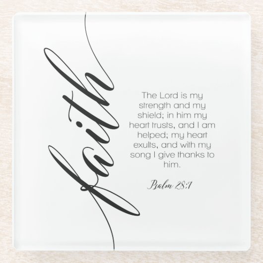 Bibel Vers Faith Scripting Glass Untersetzer (Vorderseite)