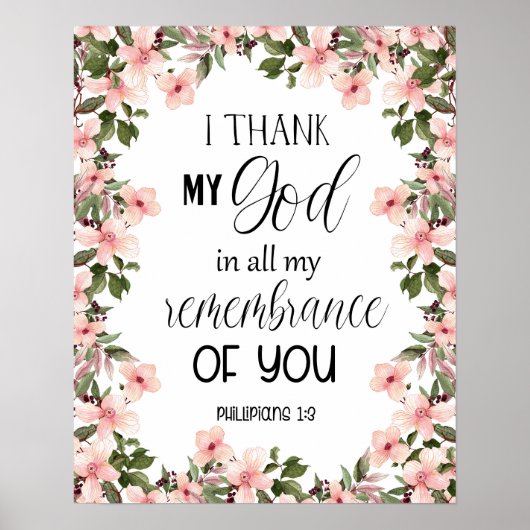 Bibel Vers Floral Philippians Wall Art Poster (Vorne)