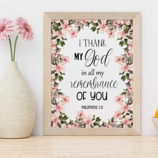 Bibel Vers Floral Philippians Wall Art Poster