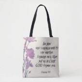 Bibel Vers Floral Tote Bag Tasche (Vorderseite)