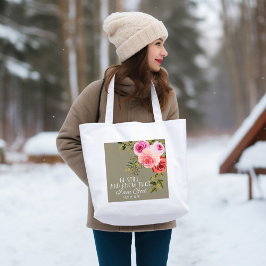 Bibel Vers Floral Tote Bag Tragetasche