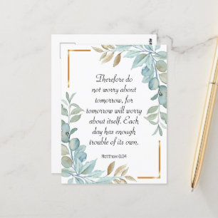 Bibel Vers-Grün-Kranzschrift Postkarte