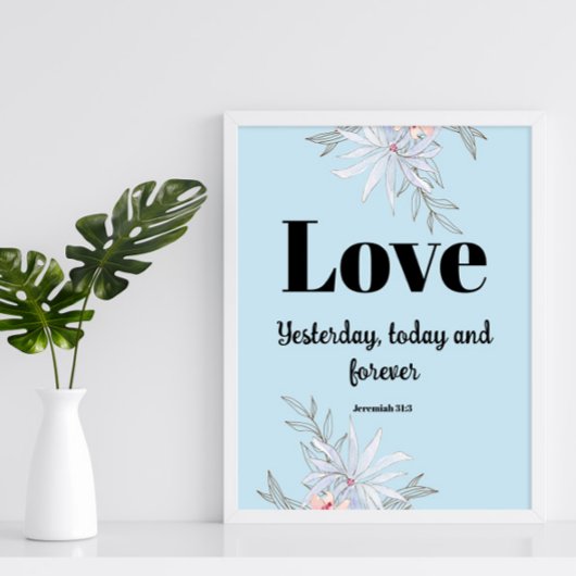 Bibel Vers Hebrews Blue Floral Poster