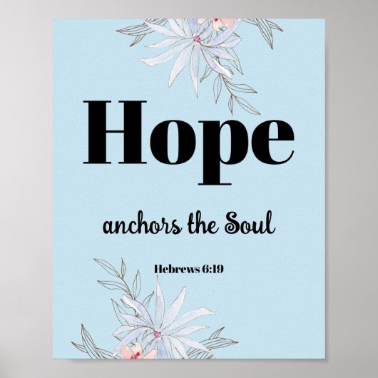 Bibel Vers Hebrews Blue Floral Poster (Vorne)