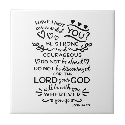 Bibel-Vers-Joshua-1:9 Fliese (Vorderseite)