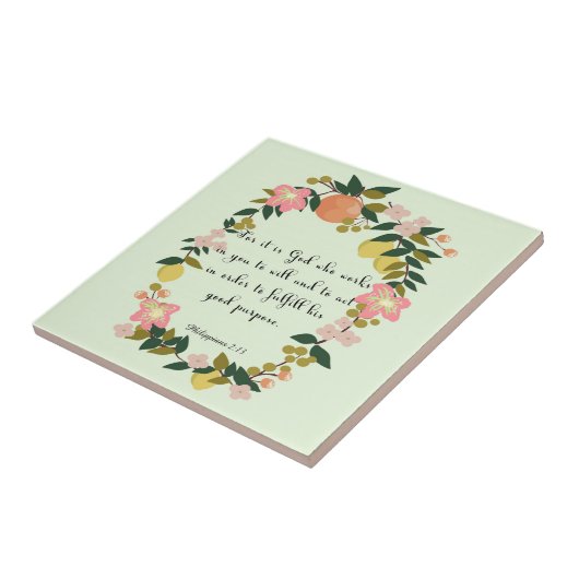 Bibel-Vers-Kunst - Philippians-2:13 Fliese (Seite)