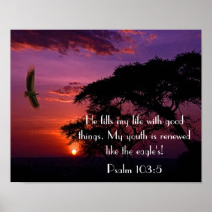 Bibel-Vers Psalm-103:5sonnenuntergang und -adler Poster