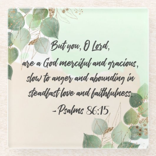 Bibel Vers Psalm Grüne Schrift Glas Untersetzer (Vorderseite)