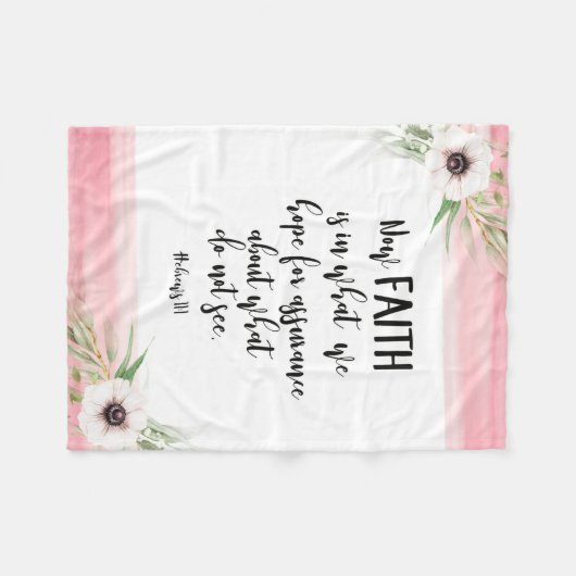 Bibel Vers Rosa Blumenfleece Leder Fleecedecke (Vorderseite (Horizontal))