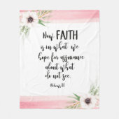 Bibel Vers Rosa Blumenfleece Leder Fleecedecke (Vorderseite)