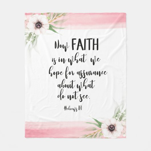 Bibel Vers Rosa Blumenfleece Leder Fleecedecke (Vorderseite)