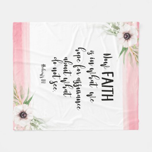 Bibel Vers Rosa Blumenfleece Leder Fleecedecke (Vorderseite (Horizontal))