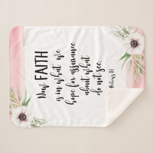 Bibel Vers Rustikale Rosa und Weiße Blüte Sherpadecke (Vorderseite (Horizontal))