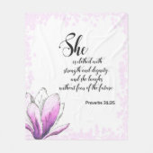 Bibel Vers Rustikales rosa Blumenvlies Fleecedecke (Vorderseite)