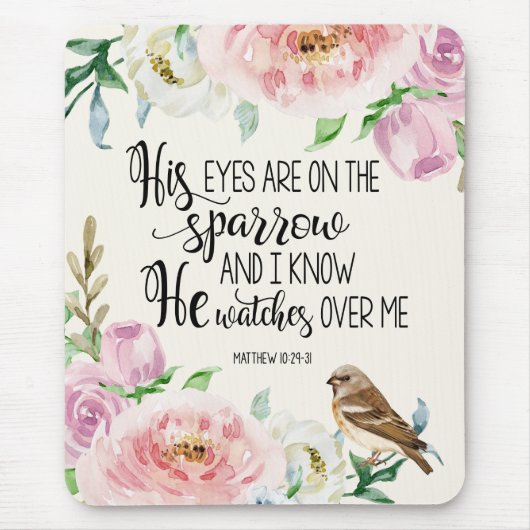 Bibel-Vers 'seine Augen sind auf dem sparrow Mousepad (Vorne)