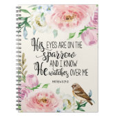 Bibel-Vers 'seine Augen sind auf dem sparrow Notizblock (Vorderseite)