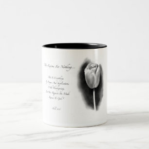 BIBEL-VERS: TULPE: BLEISTIFT-REALISMUS: ANGST ZWEIFARBIGE TASSE