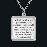 Bibel-Vers über Liebe für Heirat oder Hochzeit Versilberte Kette<br><div class="desc">Scripture über Liebe für Heirat oder Hochzeit vom Bibelvers "mit aller Bescheidenheit und Sanftheit,  mit Geduld,  Lager miteinander in der Liebe,  eifrig,  die Einheit des Geistes in der Bindung des Friedens beizubehalten.  Ephesians 4:2 - 3"</div>