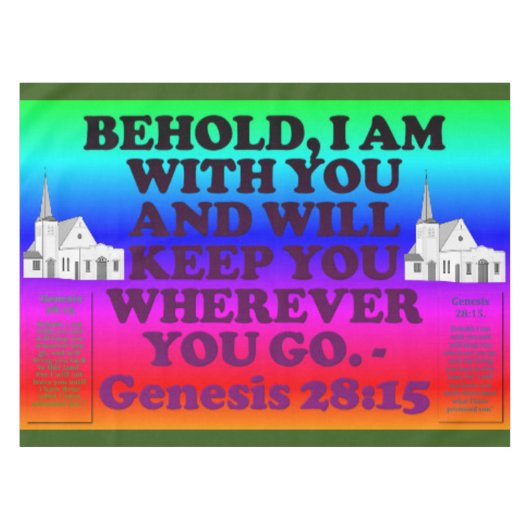 Bibel-Vers vom Genese-28:15. Tischdecke (Vorderseite (Horizontal))