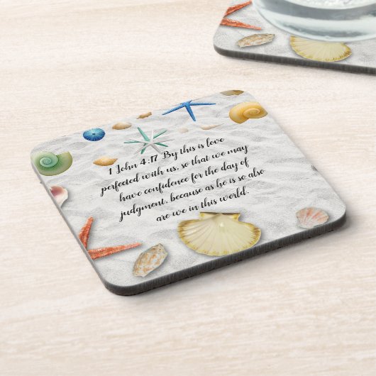 Bibel Verse 1 John 4:17 Getränkeuntersetzer (Linke Seite)