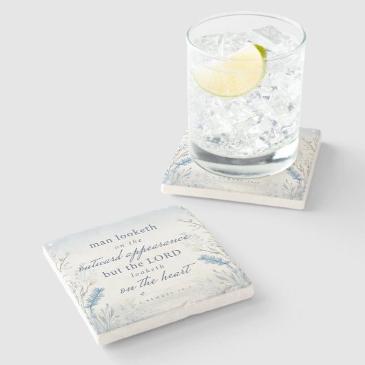 Bibel Verse 1 Samuel 16:7 Aquarell Untersetzer (Seitenansicht)