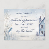 Bibel Verse 1 Samuel 16:7 Blaue Wasserfarbe Postkarte (Vorderseite)