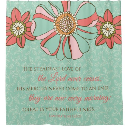 Bibel Verse Aqua & Rosa Retro Duschvorhang (Vorderseite)