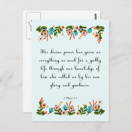 Bibel Verse Art - 2 Peter 1:3 Postkarte (Vorne/Hinten)