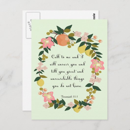 Bibel Verse Art - Jeremiah 33:3 Postkarte (Vorne/Hinten)